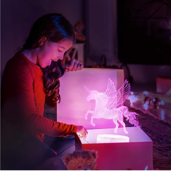 3D Illusion Flying Unicorn Night Light Remote Control Colors Holographic Pegasus - Picture 13 of 14